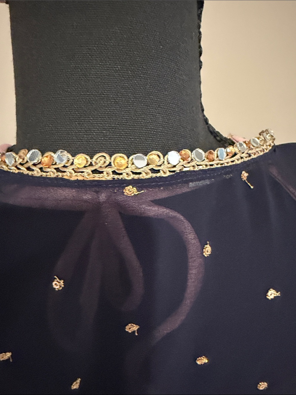 Elegant Pink Embellished Lehenga with Navy Ruffle Jacket Overlay - Picture 6 of 8